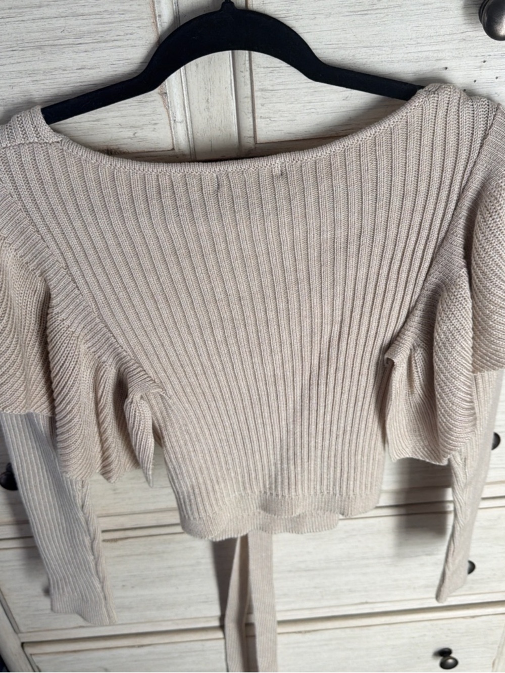 Women's Ribbed Boatneck Sweater in Light Beige